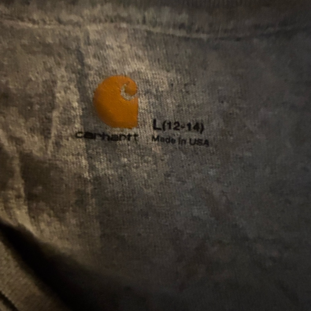 Carhartt Heather Gray Long Sleeve V-Neck Graphic Tee - Picture 3 of 3
